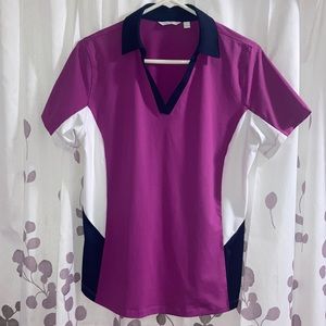 Lady Hagen, purple/magenta with navy blue and white top, size large